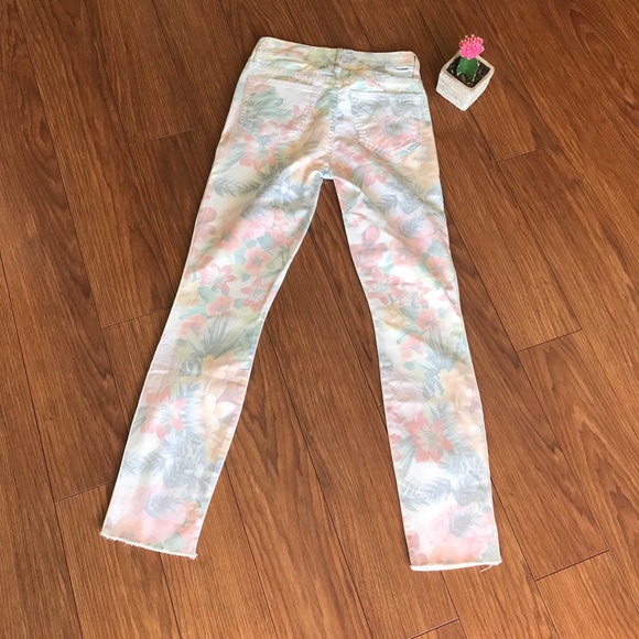 MOTHER Jeans The Looker Floral Frayed Ankle Jeans Sz 24 - Picture 3 of 8